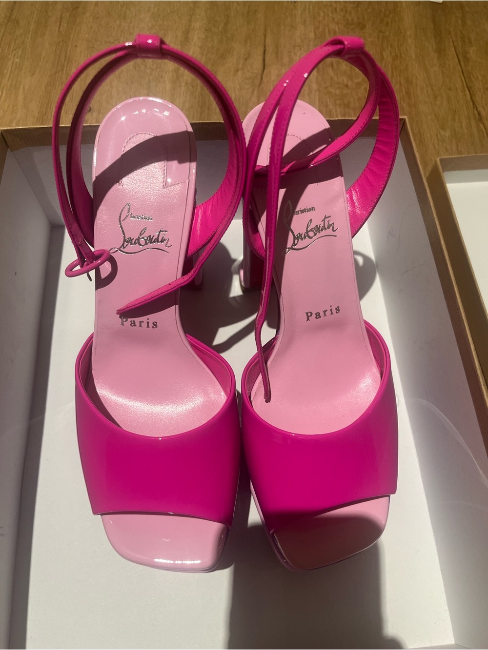 Christian Louboutin Hot Pink Patent Slingback Sandals
